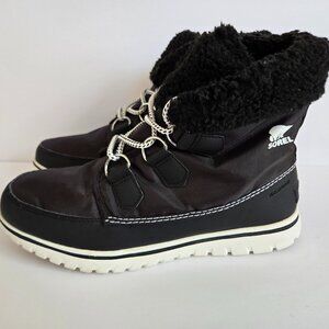 Sorel Cozy Carnival Winter Boots Black/White Women's 9